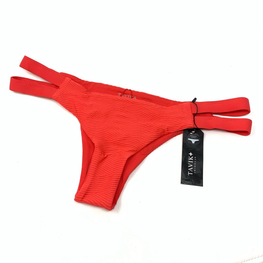Tavik Chloe Mini Amalfi Swim Bottom Textured Bikini Bottom Hibiscus Size Large
